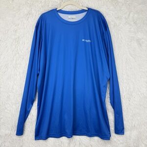 Columbia PFG Bonehead Shirt Mens 2XL Blue Long Sleeve Omni-Shade Fishing Graphic